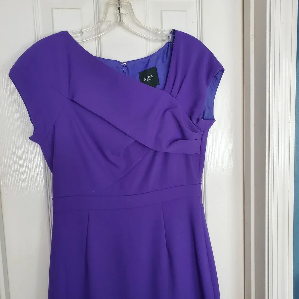 J.Crew Suiting Purple Wool Asymmetrical Sheath Dress‎ 15514 Size 4